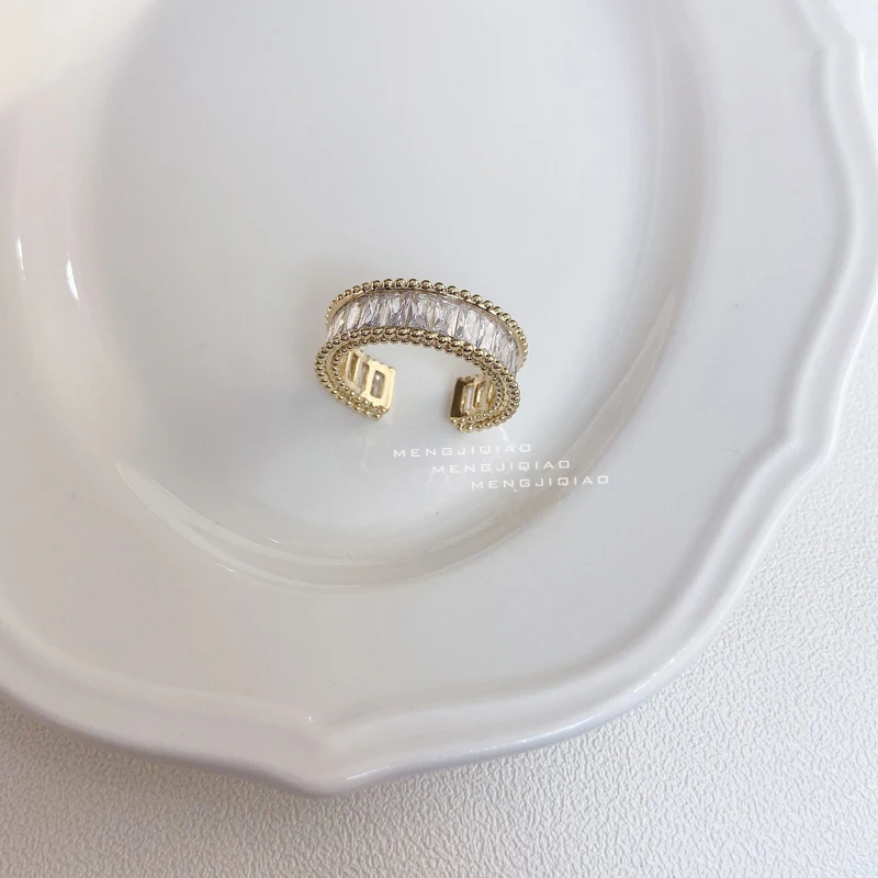 

MENGJIQIAO New Delicate Cute Cubic Zircon Open Adjustable Rings For Women Girls Fashion Gold Color Finger Ring Jewelry Gifts