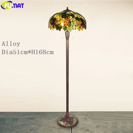 Alloy Grape Торшер FUMAT Tiffany, 20 дюймов, Витраж, яблоко, роза, виноград, цветок, рисунок, медная рамка, светильник, домашний декор, мозаика - Цвет абажура: Alloy Grape