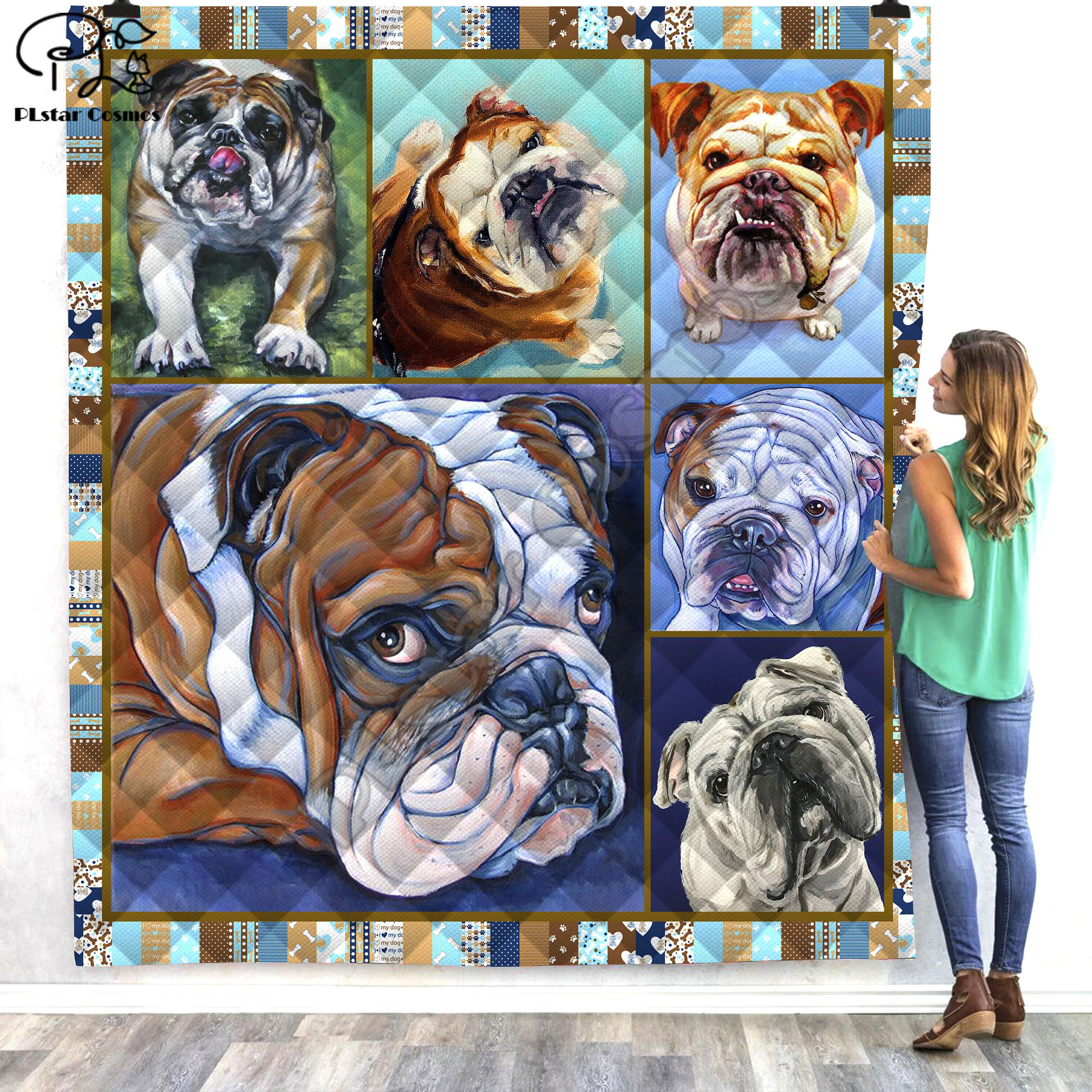 

Pet Puppy Cute Dog 3D Quilt Blanket For Kids Adults Bedding Throw Soft Warm Thin Office Blanket With Cotton Quilt style-9