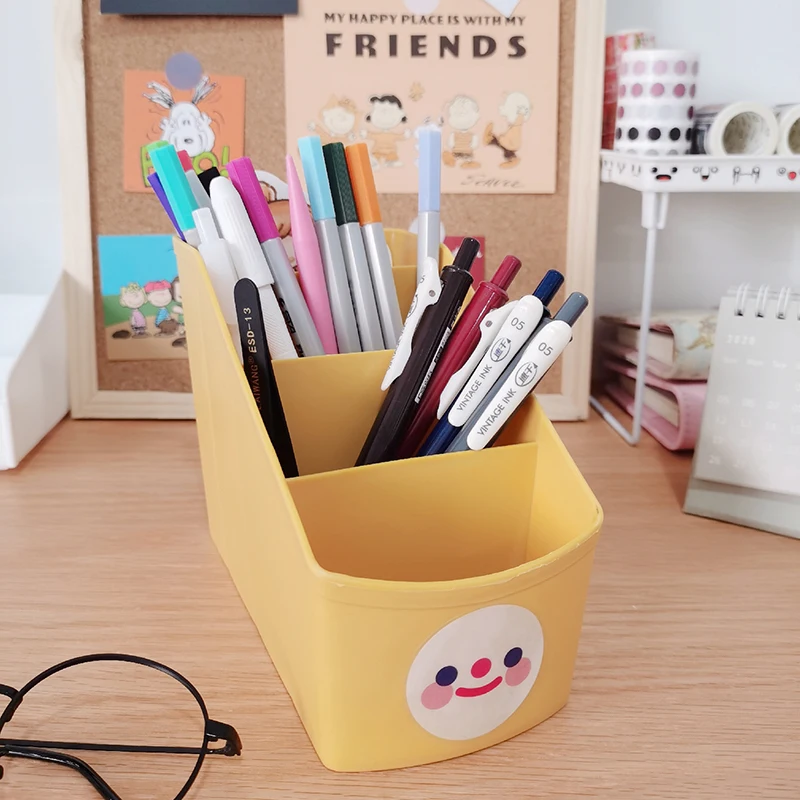 Korea High Capacity Pen Holder Storage Box Desktop Makeup Brush Stationery Tape Rack 4 Grid Desk Organizer | Канцтовары для офиса