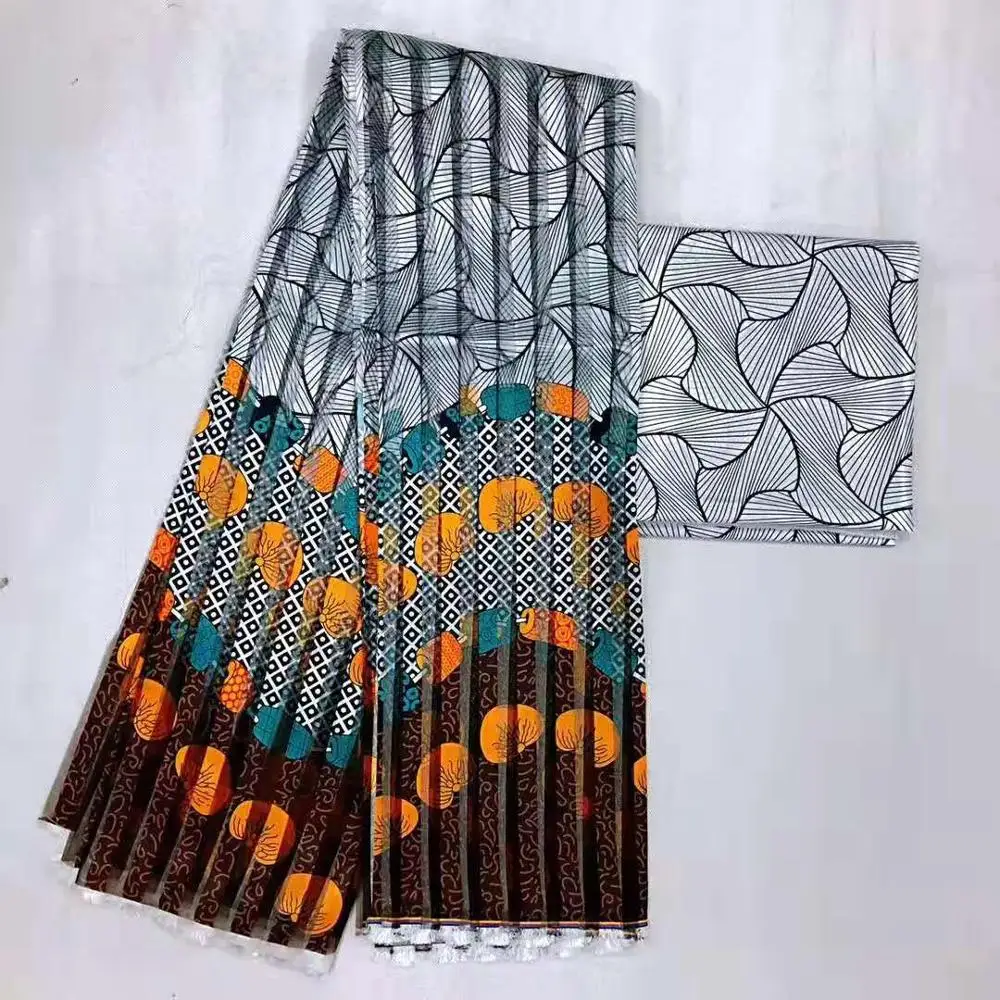 Новая африканская ткань шелковая органза с шифоновой блузкой искусственная для