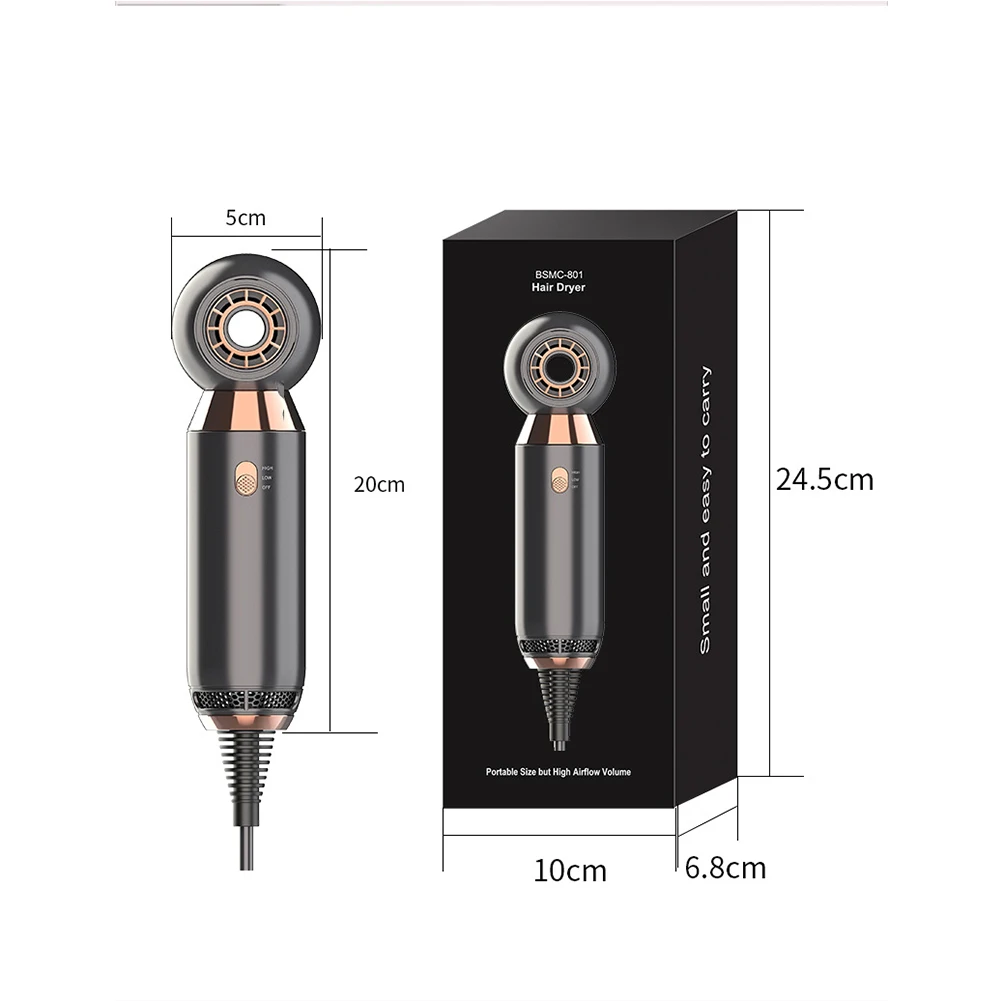 

Portable Leafless Hair Dryer Mini Hair Blow Machine Travel Hotel Salon Wall Mounted Hair Dryer with Strong Wind Mouth Styler