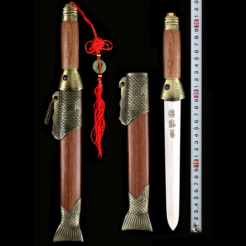 

2 Pieces Packs Chinese Classical Dagger YuChang Sword 37cm 0.3kg Town House Wrding Off Evil Spirits Stainless Steel Blade