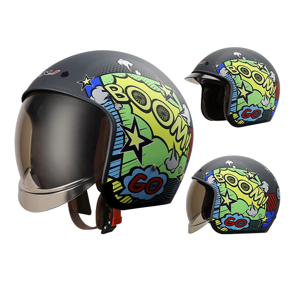 Мотоциклетный шлем винтажный для скутера с открытым лицом в стиле ретро |