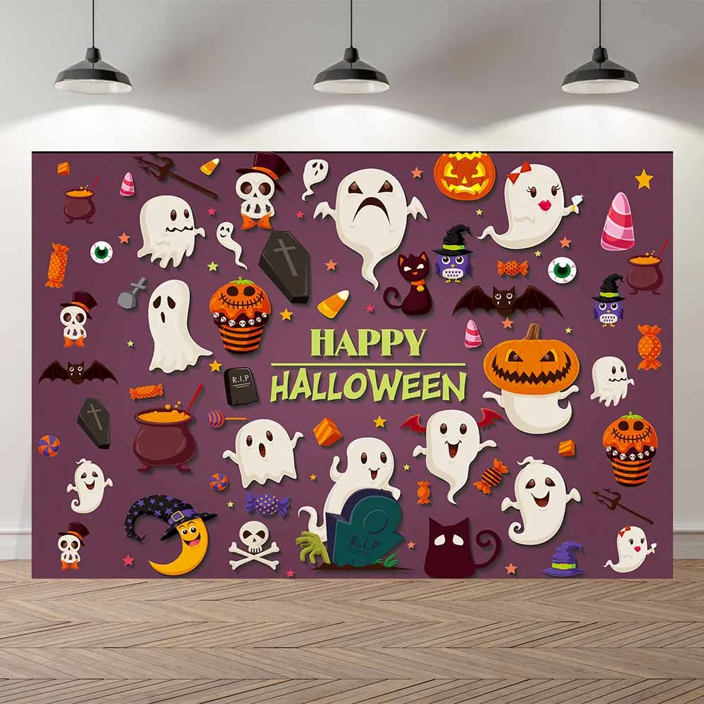 

Seekpro фон для фотосъемки с изображением Счастливого Хэллоуина вечерние баннер прекрасный призрак Луна праздничный фон для фотосъемки фотос...