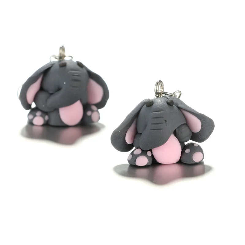 

1 pair of lovely Elephant Earrings women's Handmade polymer clay fashionable animal earrings earrings earrings jewelry