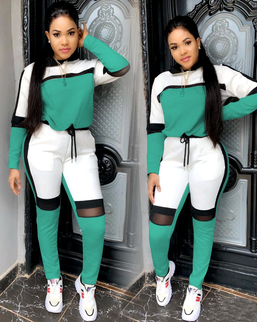 Женские спортивные костюмы, Лоскутная куртка с капюшоном и штаны для бега, неоновый спортивный костюм, одежда для дня рождения для женщин, подходящие комплекты