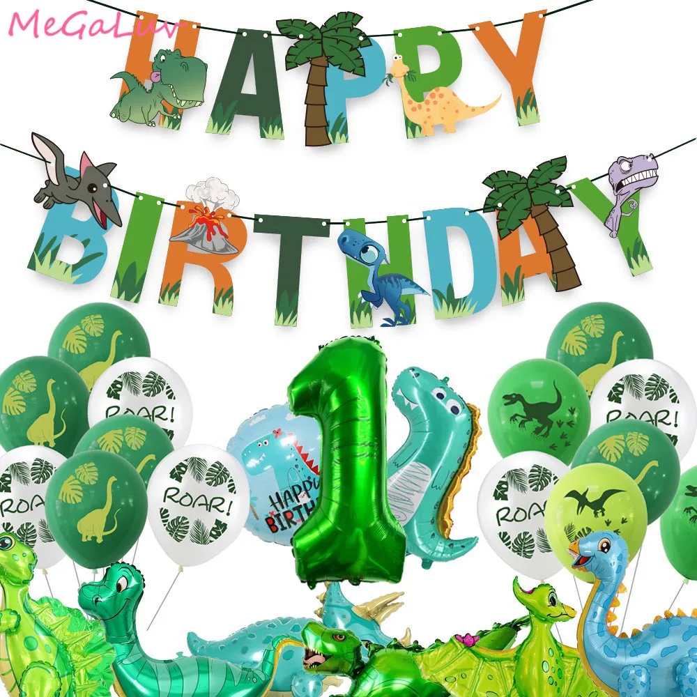 Купи Dinosaur Theme Party Balloon Green Foil Number Balloons Kids Boy Birthday Party Decoration Jungle Animal Party Baby Shower Favor за 102 рублей в магазине AliExpress