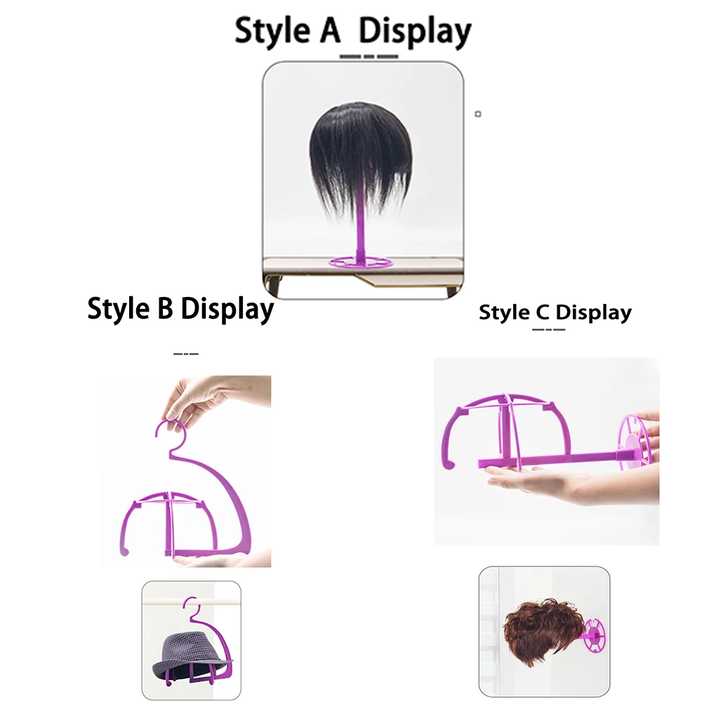 

Multifunctional Ajustable Wig Stands Plastic Wigs Hat Display Wig Head Holders Mannequin Head/Stand Portable Folding Wig Stand