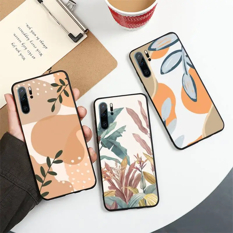 

Aesthetic Boho Painting leaves Phone Case For Huawei honor Mate 10 20 30 40 i 9 8 pro x Lite P smart 2019 nova 5t