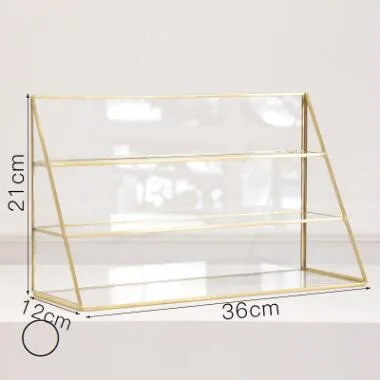 36x12x21cm 1 шт. Ins ветер прозрачное стекло духи дисплей стенд ювелирные изделия браслеты стойки ручной работы трапециевидной косметики для хранения - Цвет: 36x12x21cm