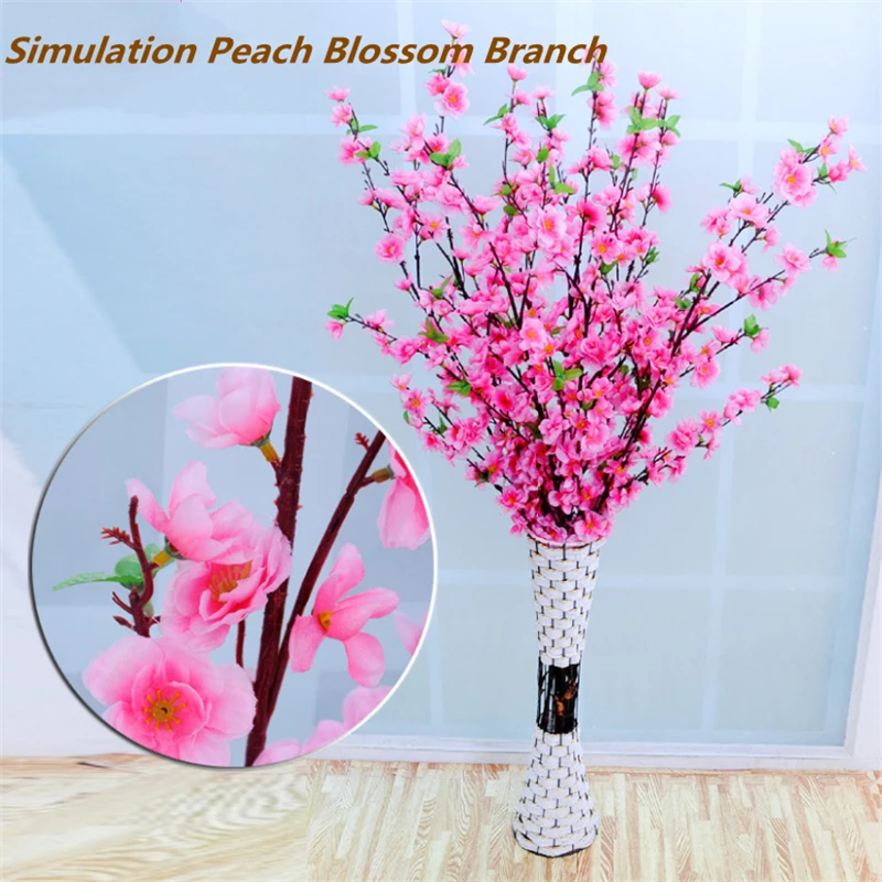 

120cm Artificial Flower Simulation Peach Blossom Branch Silk Flower Hotel Home Wedding Party Decoration