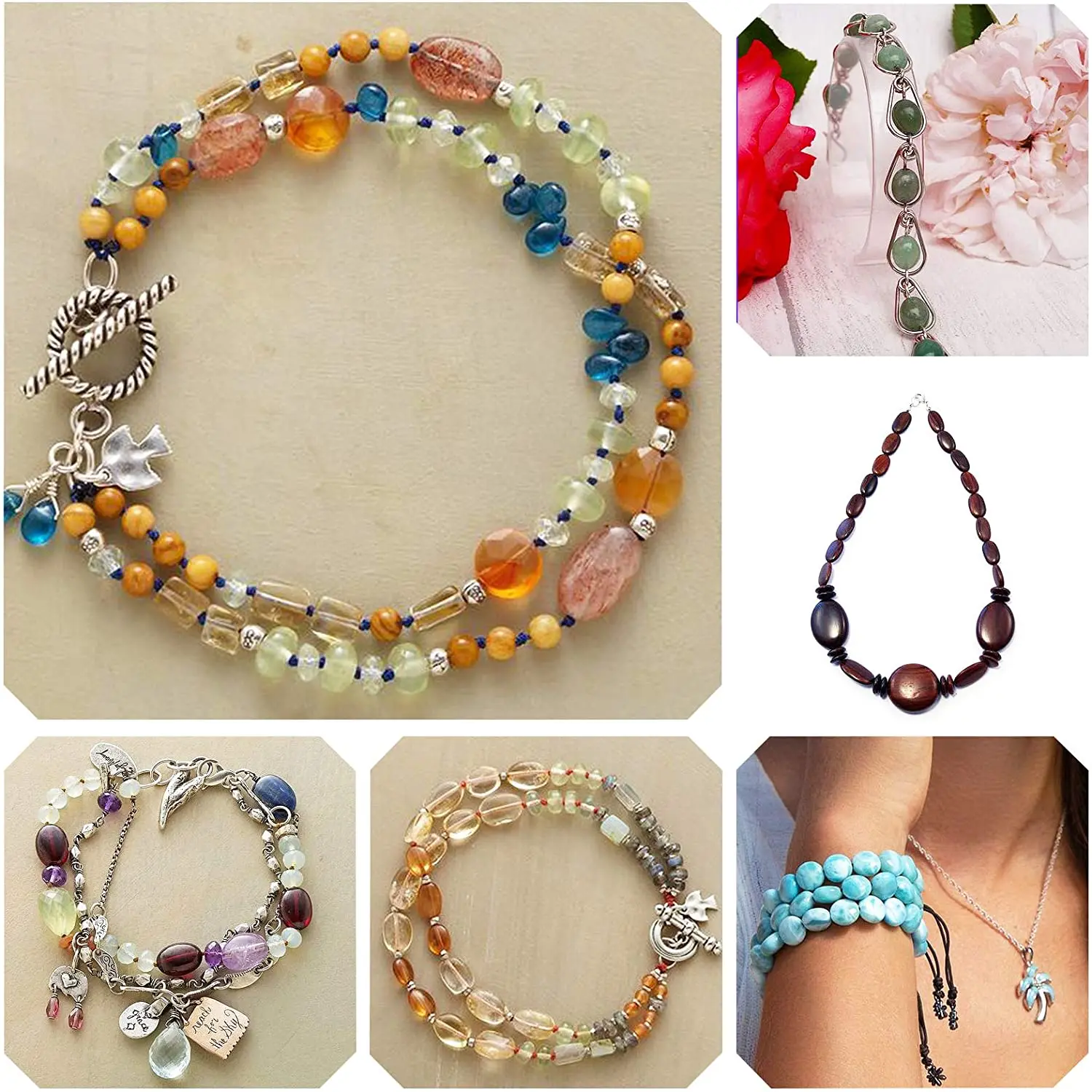 

Jewelry Making Supplies Kit,Amorphous Natural Oval Stone Gemstone Loose Beads Crystal Rocks with Earring Hooks Jump Rings Lobste