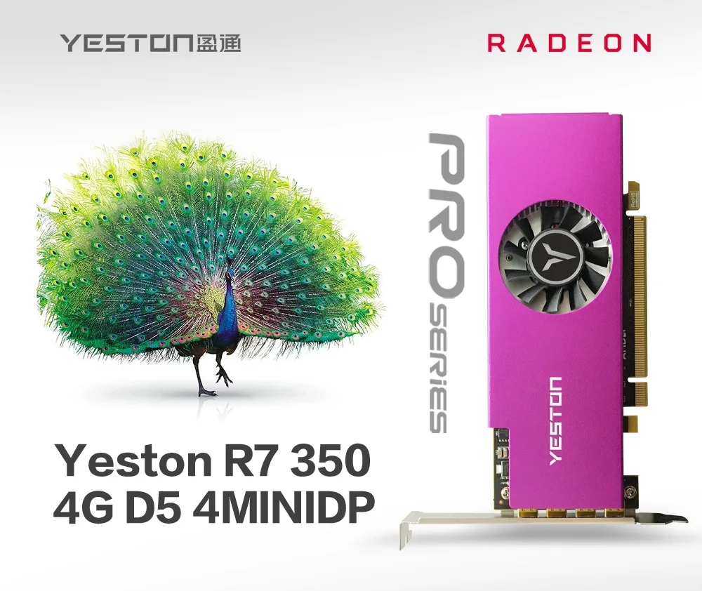 Yeston Radeon R7 350 4GB GDDR5 128bit Supports 4 screens Gaming Desktop computer PC  4K support 4*miniDP Video Graphics Cards