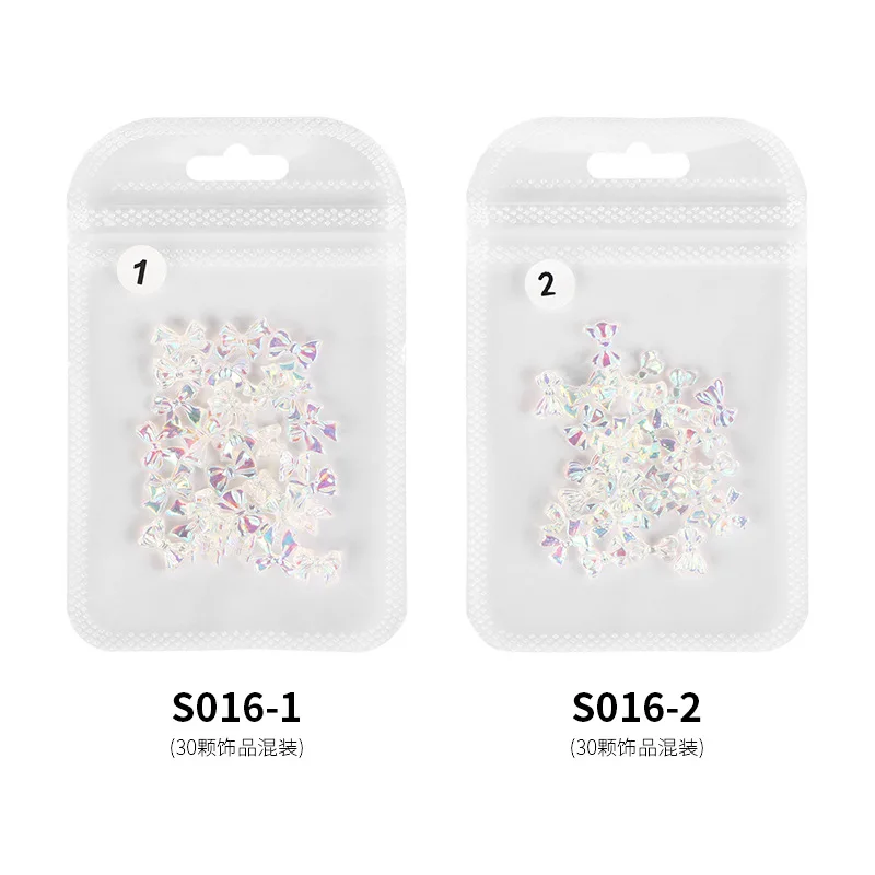 

3D Resin Bow Glitter AB Nail Art Decorations Summer Home Fashion Nail Polish Ornament Manicure Decals Glitter DIY Accessories