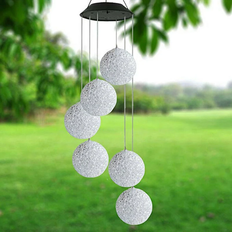 

New Solar LED Wind Chime Lights Crystal Ball Color Changing Spinner Lamp Garden Outdoor Mobile Hanging Patio