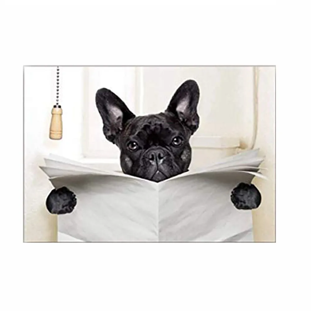 Картины на холсте с забавной собакой газетами для чтения плакаты Настенная