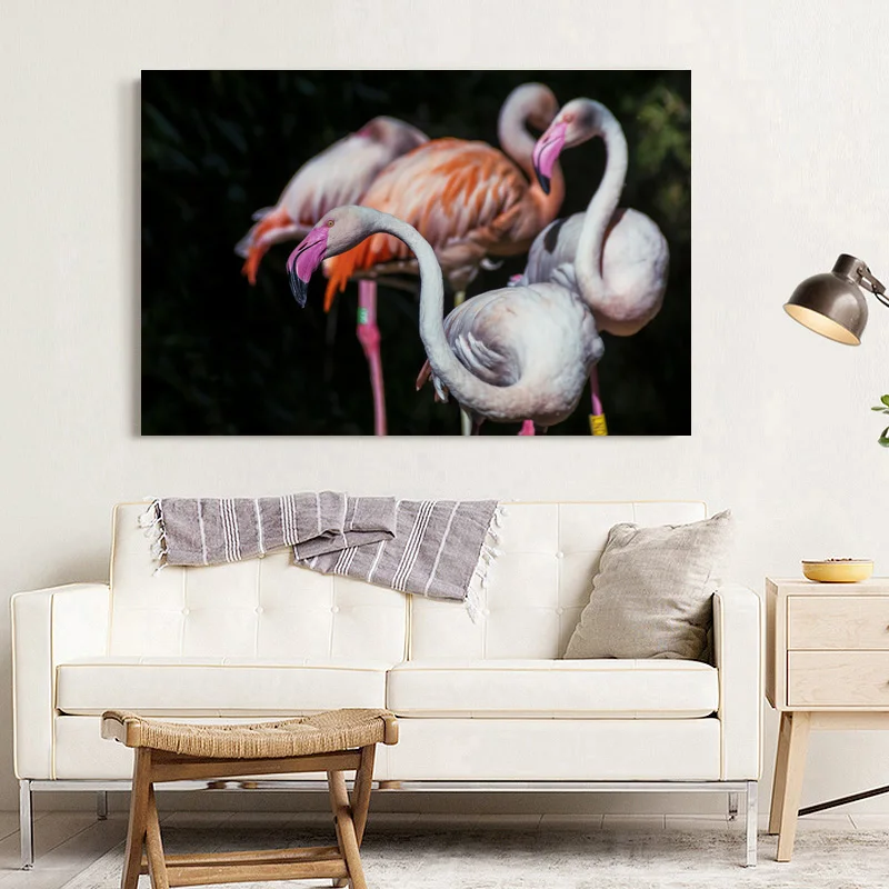 Декоративные картины розовые животные птицы фламинго стены искусство на холсте