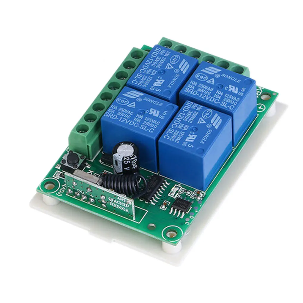 433 МГц DC12V 4-канальный беспроводной металлический радиочастотный передатчик 4 реле пульт дистанционного управления переключатель приемник