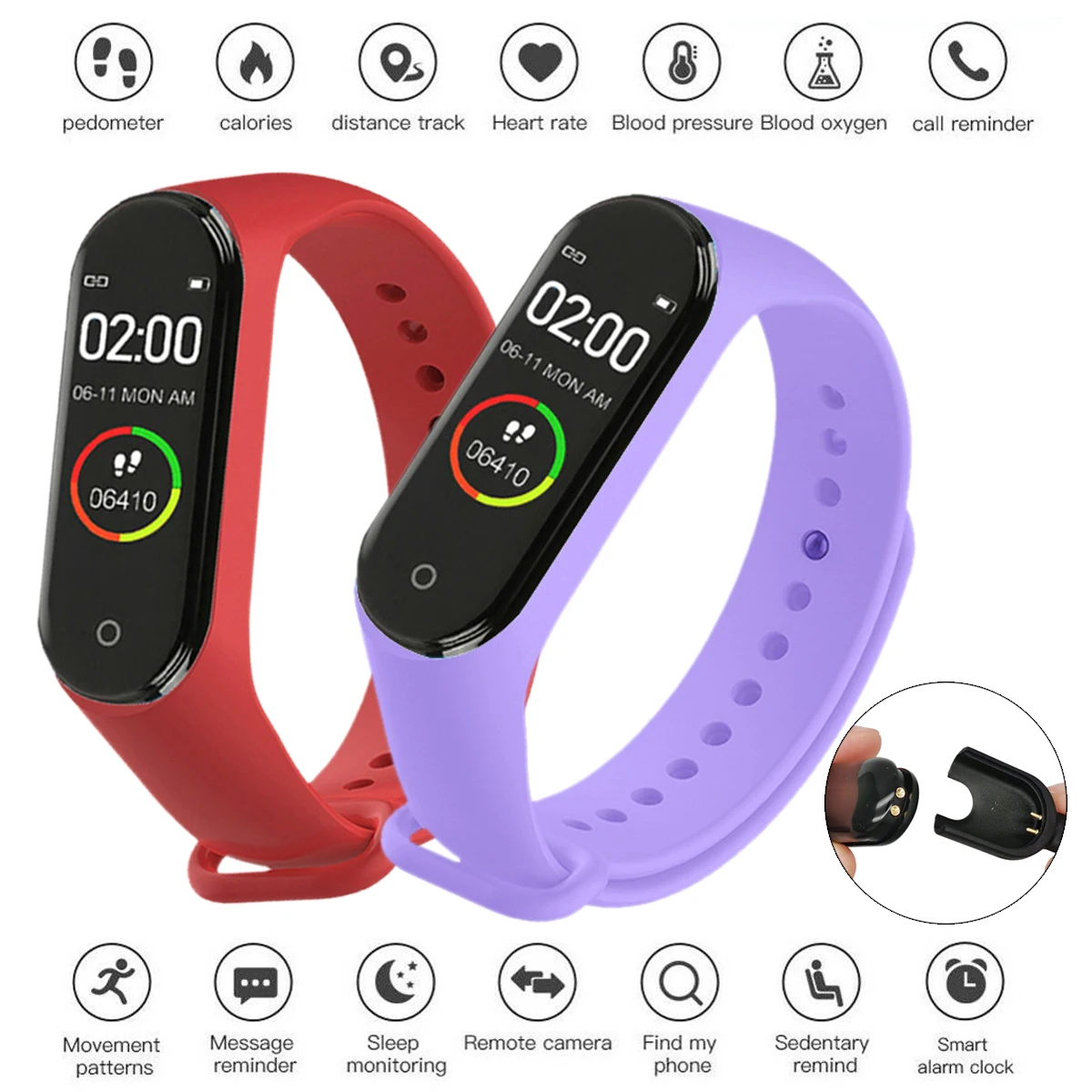 

Смарт-браслет с будильником, фитнес-трекером и тонометром, водонепроницаемые цифровые наручные часы с Шагомером