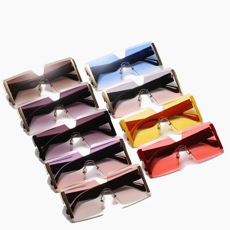 

Fashion Rimless Sunglasses Women Luxury Brand Designer Square Oversized Sun Glasses UV400 Shades Eyewear Oculos De Sol