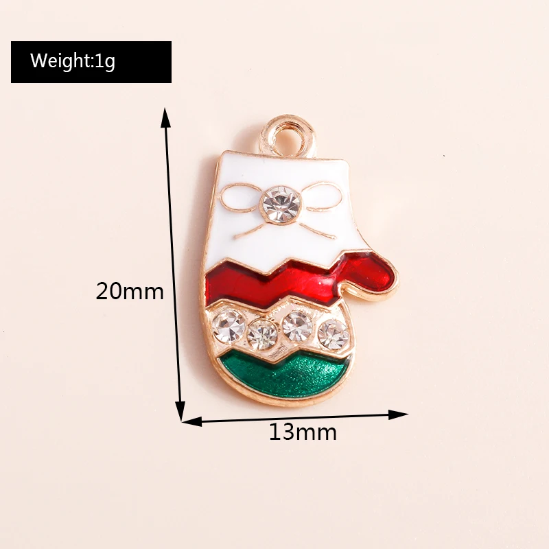 10 шт. эмалированные Рождественские Подвески в виде перчаток 20 х13 мм | Украшения и