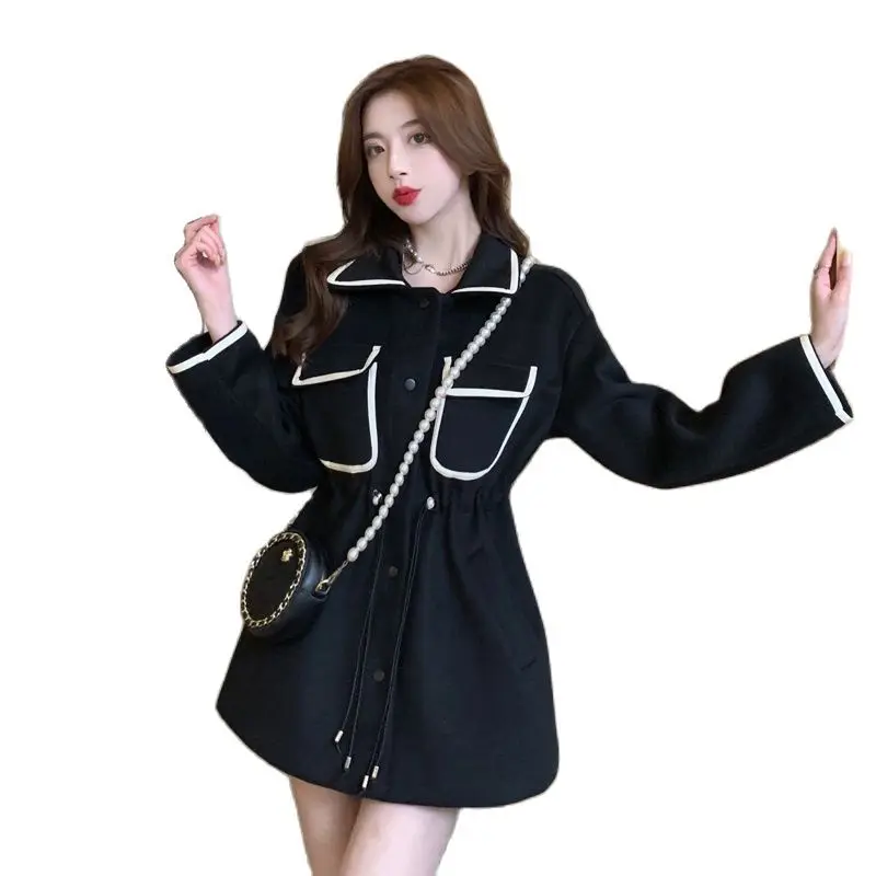 

High Quality Female Retro Plus Cotton Thick Warm Drawstring High Waist Coat Winter Outwear Fashion coats Jacket Women