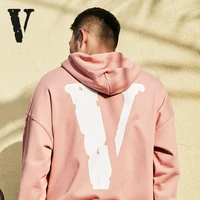 vlone hoodies sweatshirts 21ss big v high street female cherry blossom pink destruction side hooded long sleeved tide brand