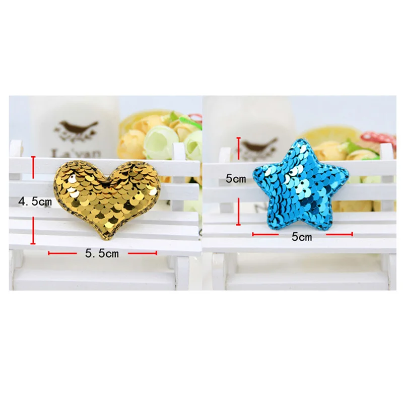 Блестящие нашивки в виде рыбьей чешуи аппликации с блестками звезд сердца мягкие