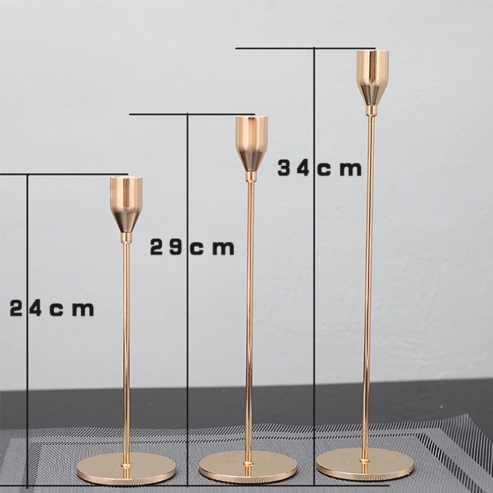 

Metal Candle Holder 3 Pcs/ Set European Golden Candlestick Wedding Decoration Bar Party Living Room Candles Home Decoration