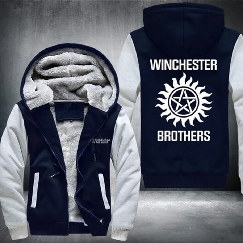 

Supernatural Printed Hoodies Men Thicken Long Sleeve Men's Zipper Jacket Sweatshirt Winter Fleece Warm Streetwear Hoody Unisex