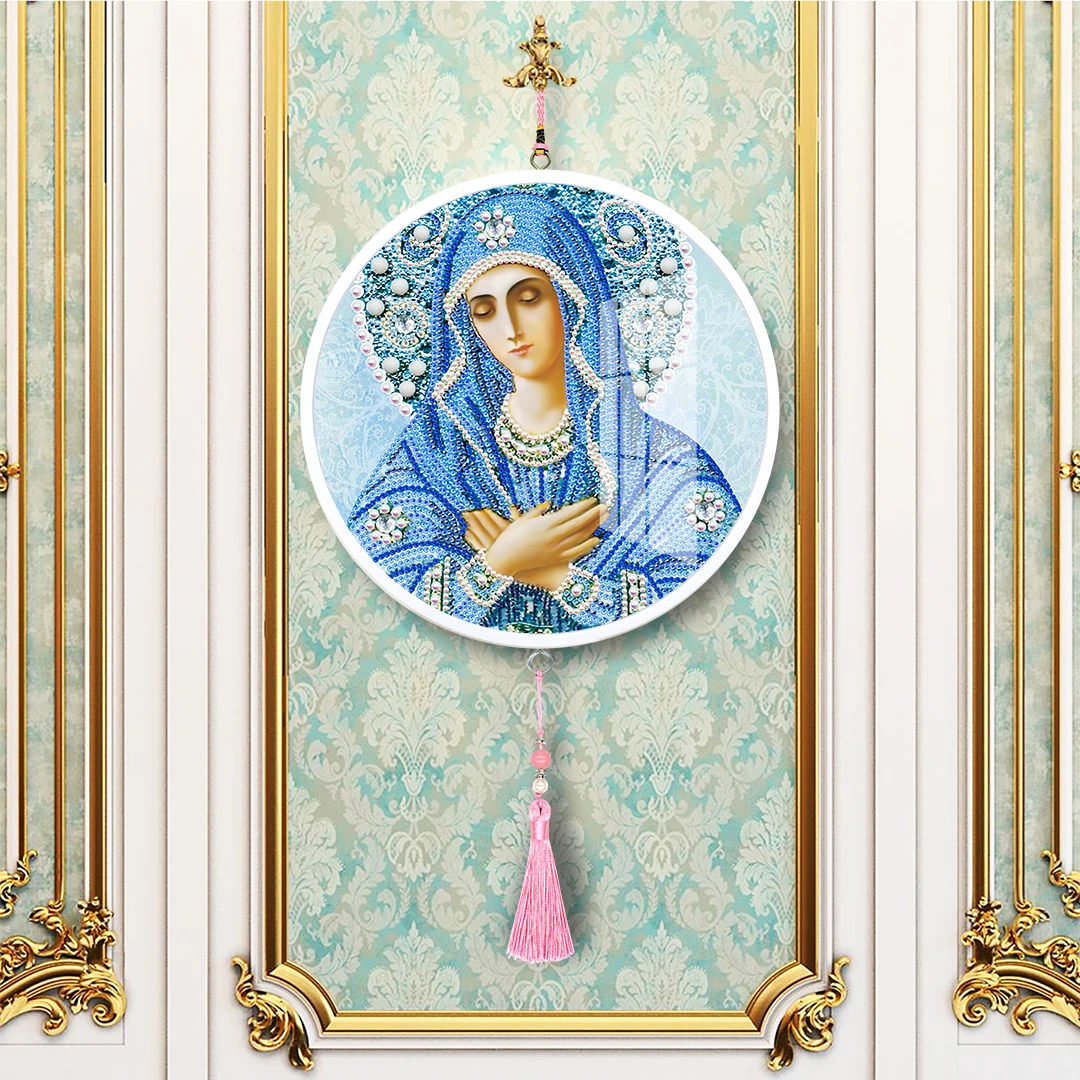 Shirliben Алмазная картина в круглой рамке, картина с кисточками, Фреска, полностью частичная картина в виде животного, павлина, совы, пейзажа, Алмазная мозаика с рамкой