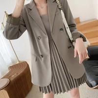 high quality womens suits large size xl 5xl 2021 autumn new loose double breasted blazer womens casual pleated dress suit