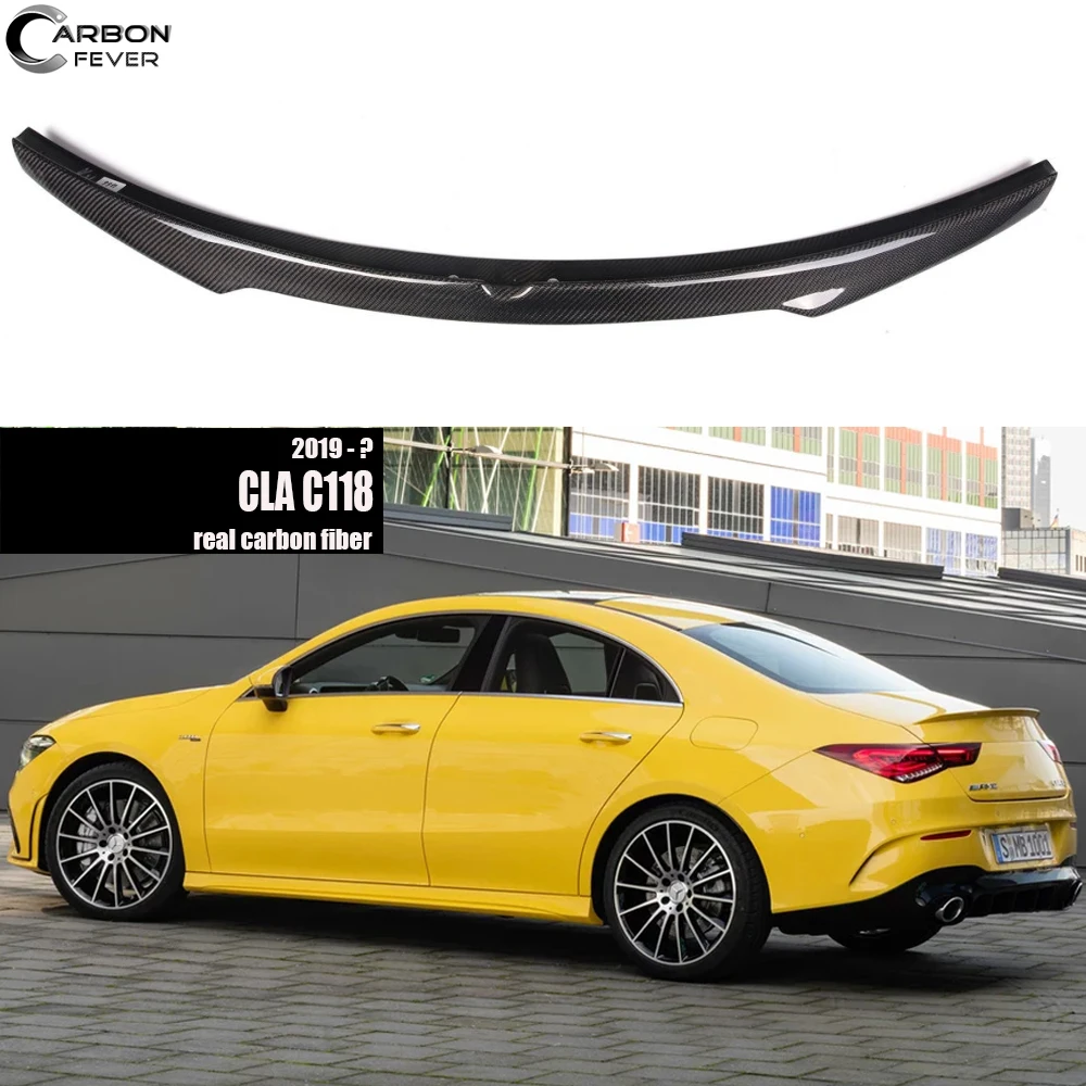 

3*3 3K саржевый задний спойлер из углеродного волокна для седана класса CLA 2019 - 2024 (C118 / W118) | Комплектация OEM, УФ-огранка, глянцевая отделка