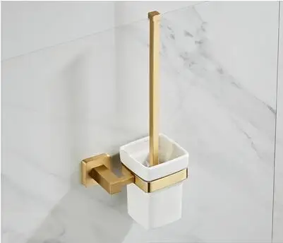 toilet brush holder2 Аксессуары для ванной комнаты Набор полотенец угловая полка держатель бумаги кухонный смеситель для раковины причесанный матовый золотой набор оборудования для ванной комнаты - Цвет: toilet brush holder2