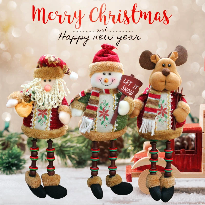 

Christmas Doll Santa Claus Snowman Elk Plush Toy Merry Christmas Gift with Flexible Legs Navidad Decoration Natal Ornament Xmas