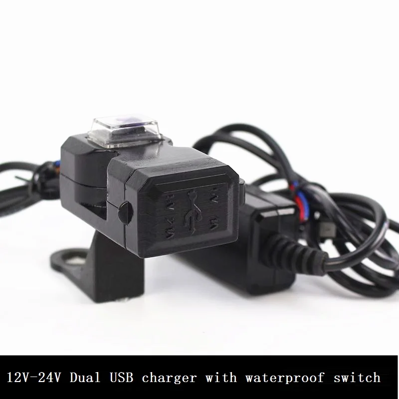 Мотоцикл двойной USB зарядное устройство 12В-24В светодиодный вольтметр