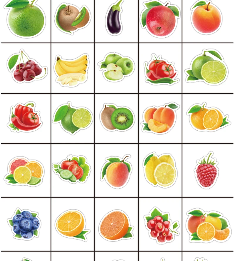 100 шт./лот изысканные Мультяшные свежие фрукты и овощи наклейки для кухни чашки