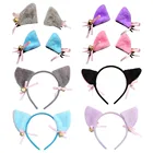 Повязка на голову с кошачьими ушками плюшевая для детей головной убор с кошачьими ушками милые заколки для волос для девочек и мальчиков Аксессуары для волос для ночной вечеринки Косплея