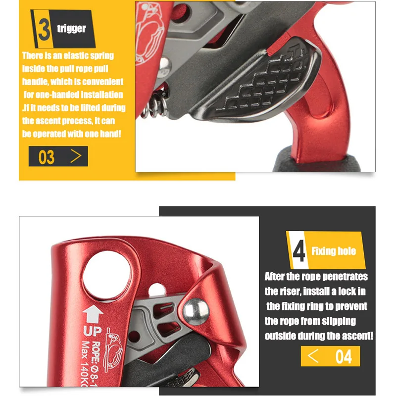 

Rock Climbing Hand Ascender Rise Rope Clamp Grasp Device Rope Climbing Device EDF88