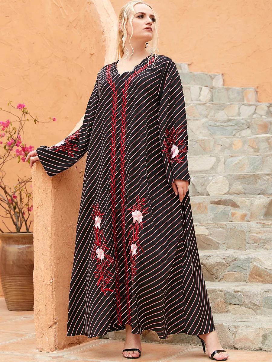 

Ramadan Turkey Muslim Dress Women Striped Abaya Moroccan Kaftan Islamic Clothing Hijab Djellaba Dubai Jilbab Eid Party Vestidos