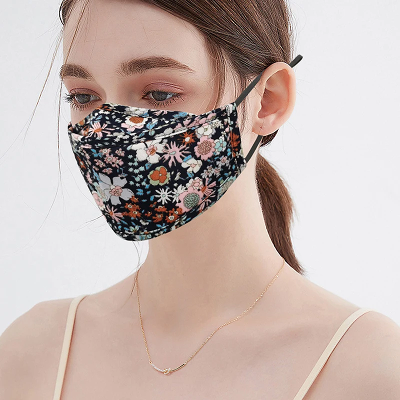 

Cosplay Cover Adult Flower Print Cover Reusable Colorful Fabric Face Turban Stylish Washable Cover Protective Fish Type