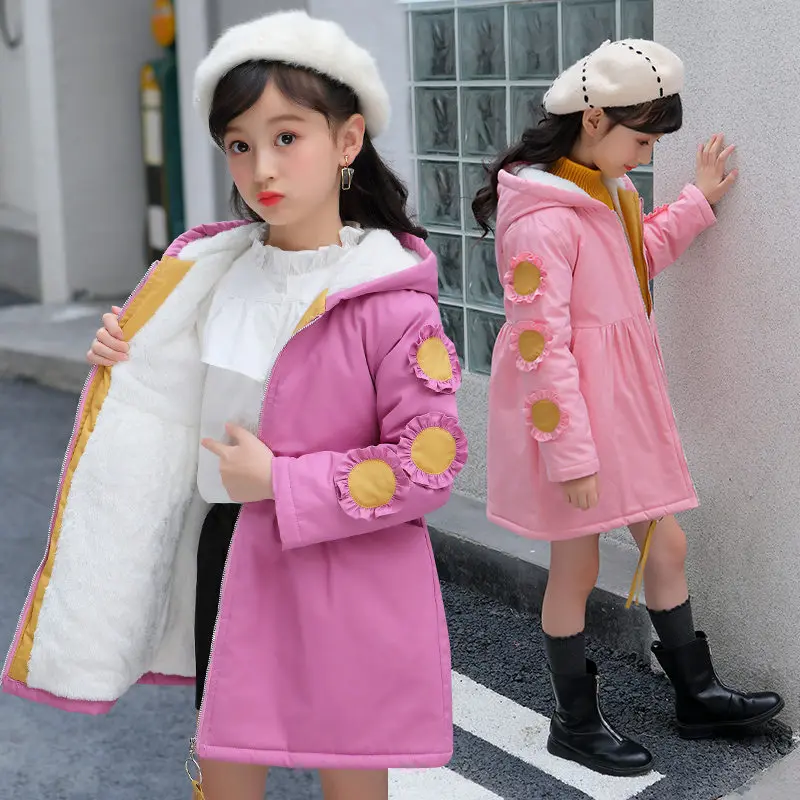 Толстовки для девочек зимние куртки подростков пальто детское зимнее теплая