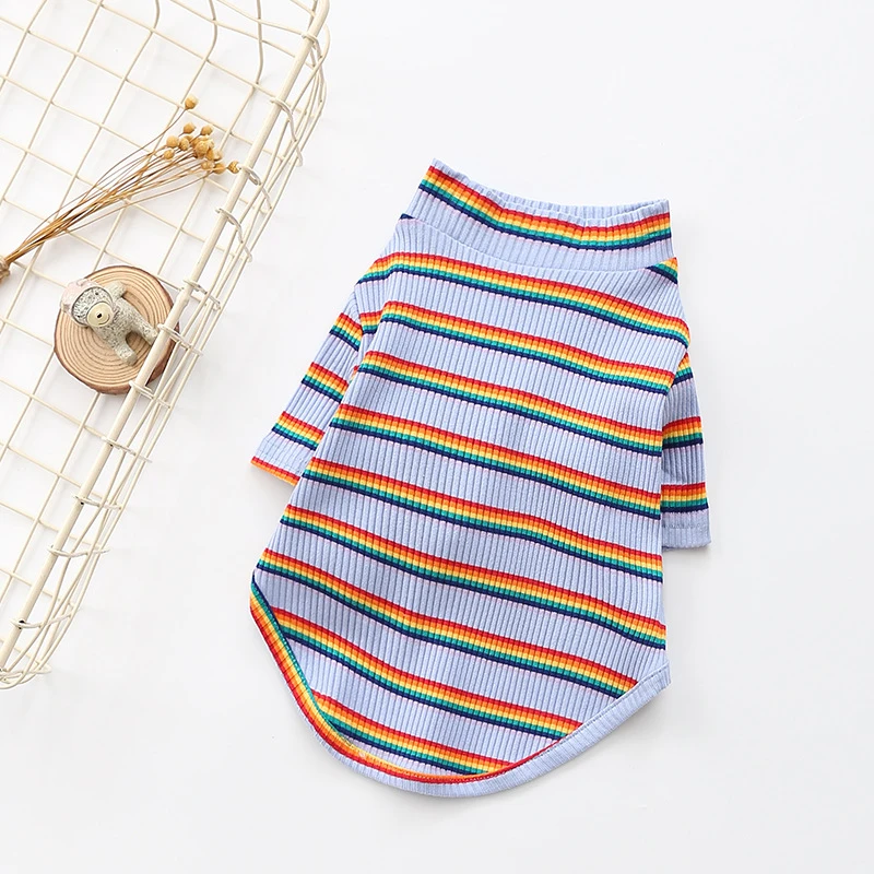Осенне-зимняя футболка для собак одежда костюм в полоску рубашка щенков жилет