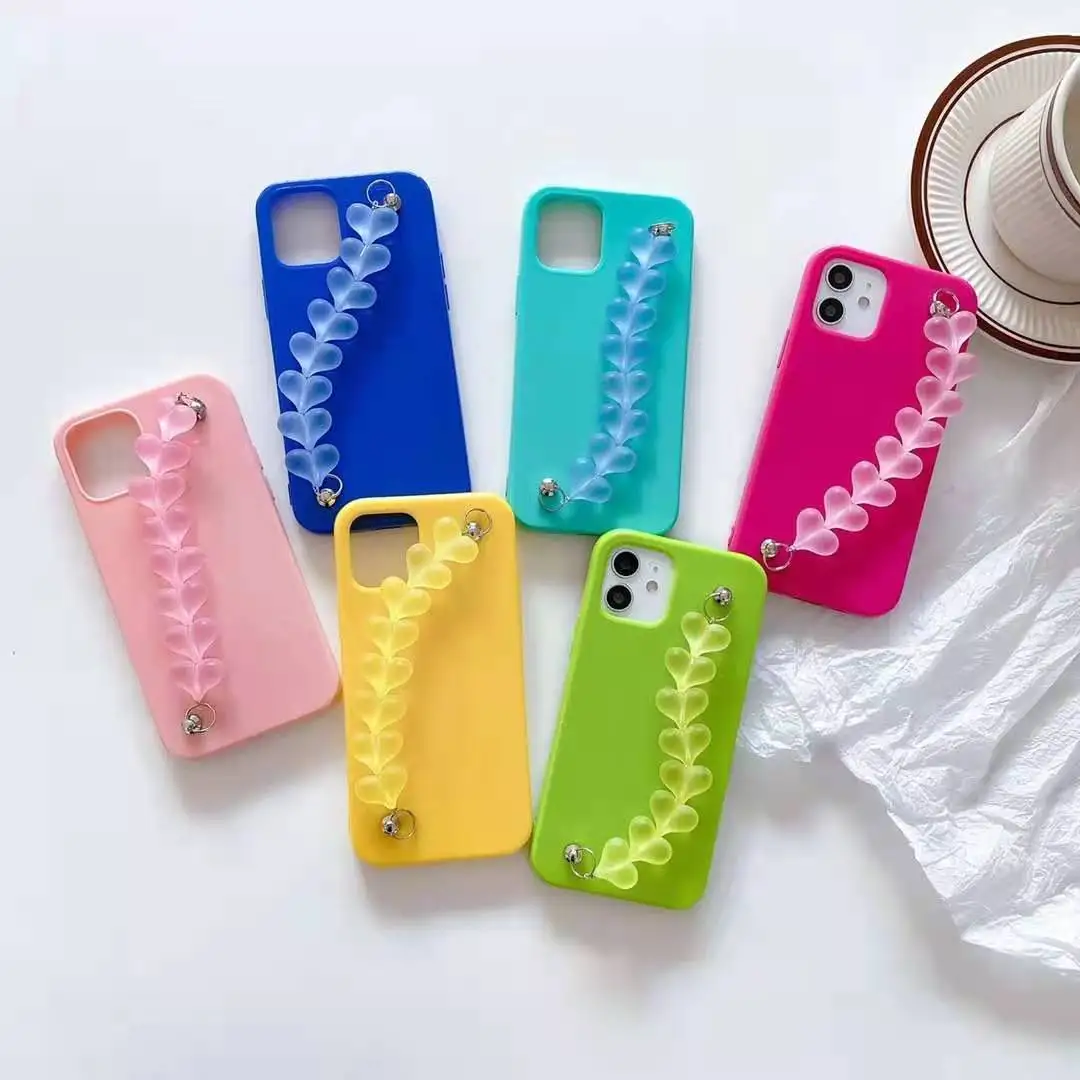 

Jelly Love Chain Tpu Mobile Phone Case For Iphone 11 12 Mini Pro Max Xs X Xr 7 8 Plus Se Airbag Shockproof Soft Protective Case