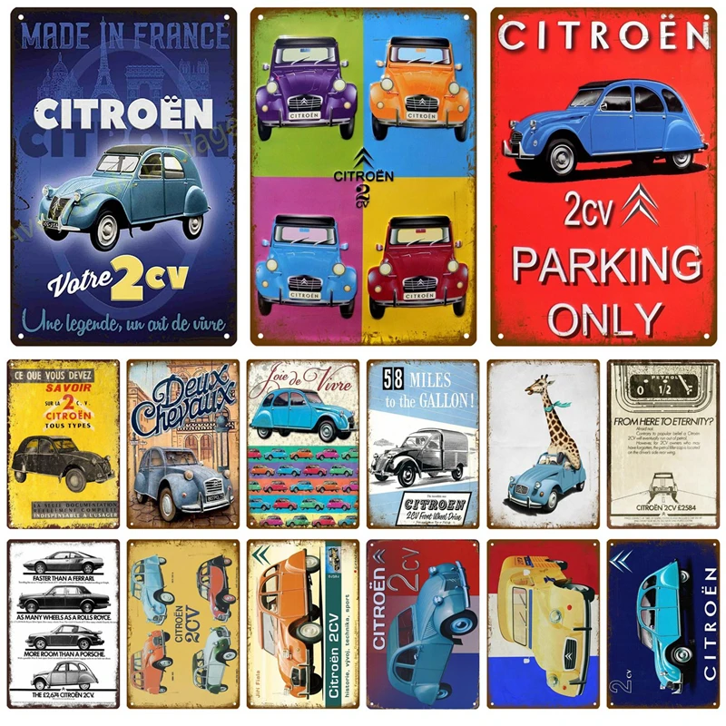 2CV Услуги автомобиля доска Металл Винтаж жестяная вывеска потертый Шикарный