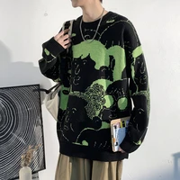 autumn winter cartoon print sweater men warm fashion casual knitted pullover men loose long sleeved sweater mens jumper clothes