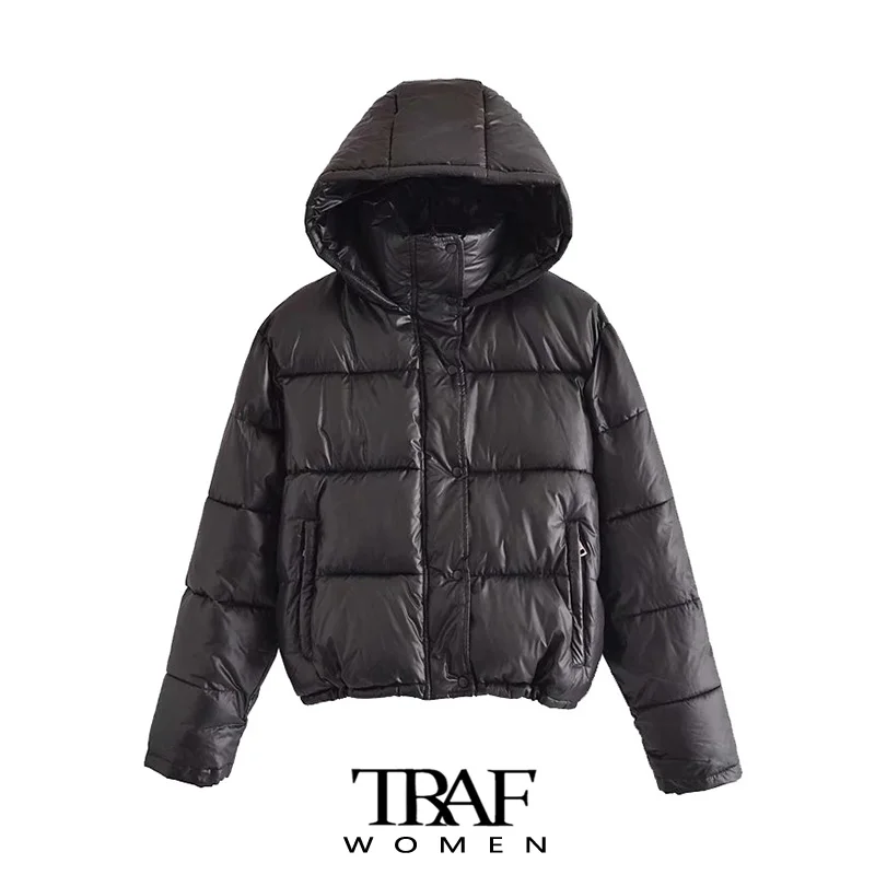 

Парка женская стеганая с капюшоном, длинным рукавом и карманами