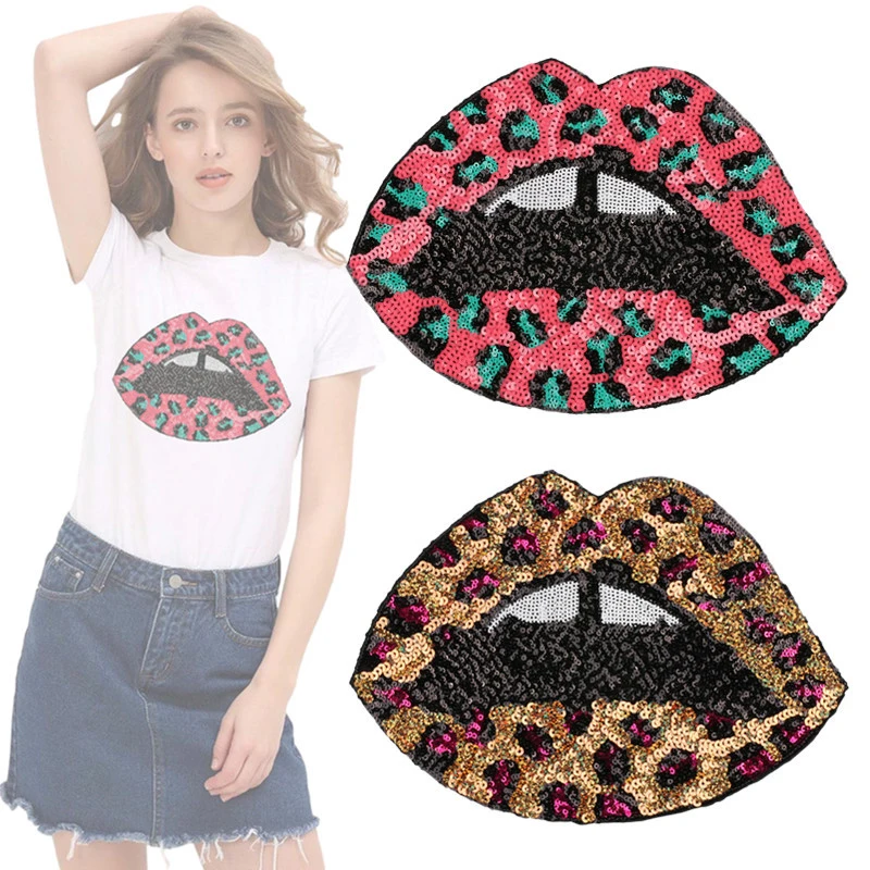 25.5X18cm Large Embroidered Sexy Mouth Lip Sew Iron on Hat Shirt Jackets Patches Applique Label Sticker Badge Sewing Accessories