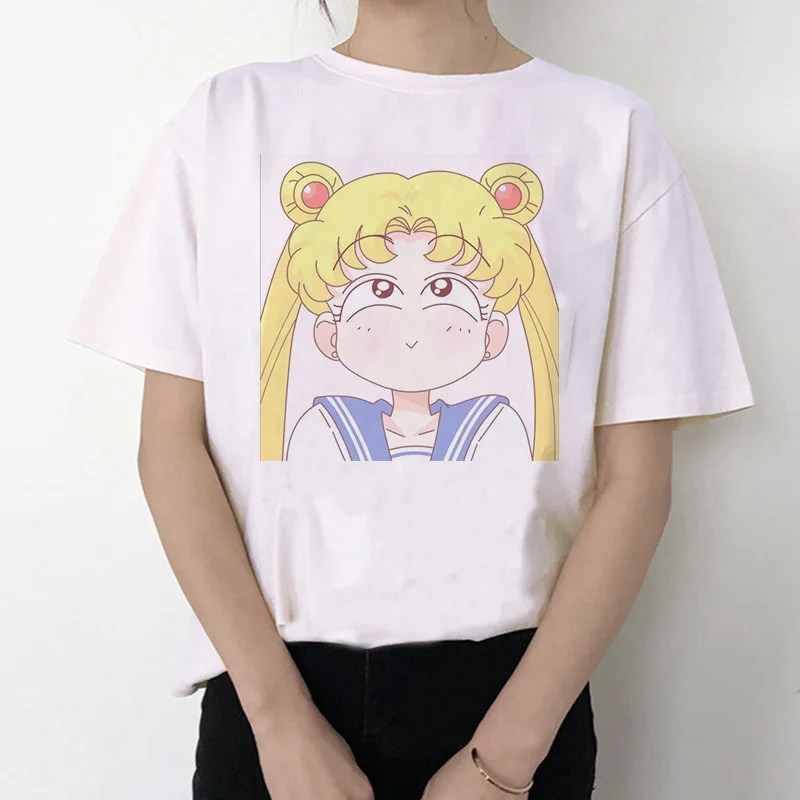 Sailor Moon 90s забавная футболка кофта с капюшоном футболка Эстетическая кошка аниме Женская Милая футболка Kawaii тройники мода Ullzang